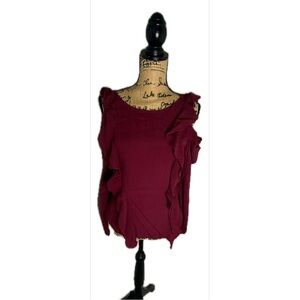 Chic Ruffle Blouse in Deep Burgundy